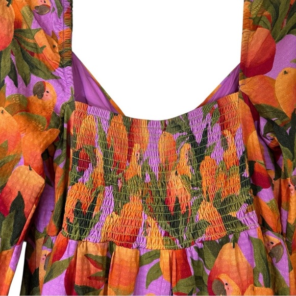 Farm Rio - NWT, Women’s ‘Mango Macaws’ Long-Sleeve Mini Dress in Lilac - Small - Picture 12 of 17
